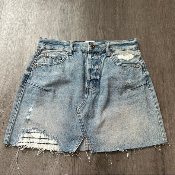 pistola Dresses & Skirts - NWOT pistola denim mini skirt distressed patchwork jean size 27 womens